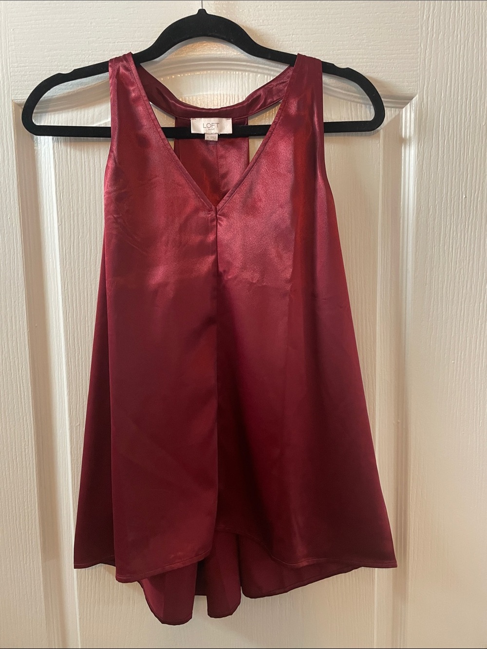 LOFT Satin Burgundy-Red Blouse